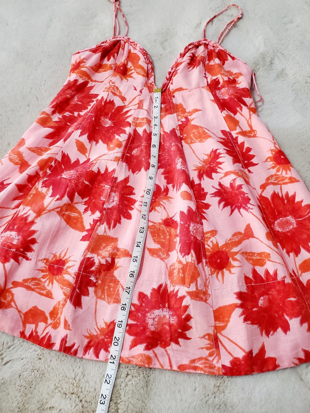 Free People Pink Floral Open Back Mini Dress Medium Resortwear Pockets - Picture 10 of 11